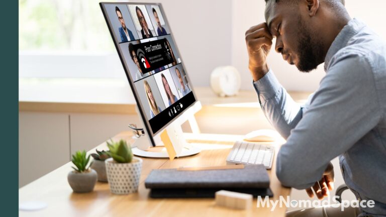 Remote worker struggling with poor Wi-Fi connection.